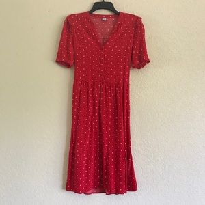Red Polka Dot Old Navy Tiered Midi Dress
